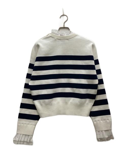 nagonstans（ナゴンスタンス）nagonstans (ナゴンスタンス) FRILL BORDER PULL OVER/フリルボーダープルオーバー ホワイト×ネイビー サイズ:Ⅿの古着・服飾アイテム