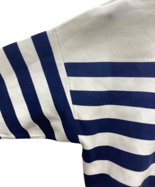 nagonstans（ナゴンスタンス）nagonstans (ナゴンスタンス) FRILL BORDER PULL OVER/フリルボーダープルオーバー ホワイト×ネイビー サイズ:Ⅿの古着・服飾アイテム