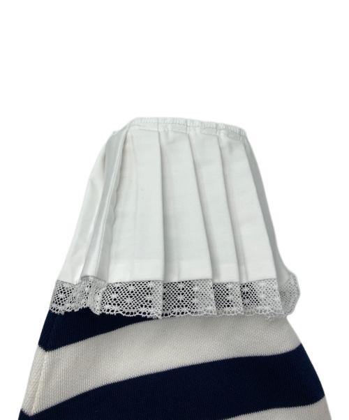 nagonstans（ナゴンスタンス）nagonstans (ナゴンスタンス) FRILL BORDER PULL OVER/フリルボーダープルオーバー ホワイト×ネイビー サイズ:Ⅿの古着・服飾アイテム