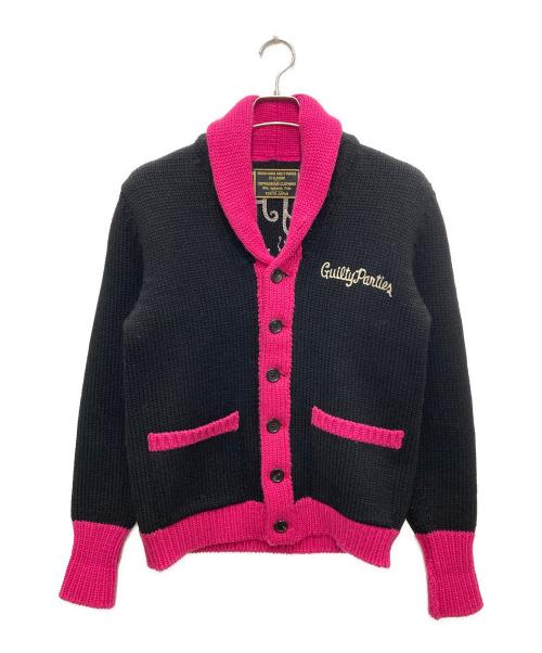 WACKO MARIA（ワコマリア）WACKO MARIA (ワコマリア) ショールカラーカーディガン ブラック×ピンク サイズ:Ⅿの古着・服飾アイテム