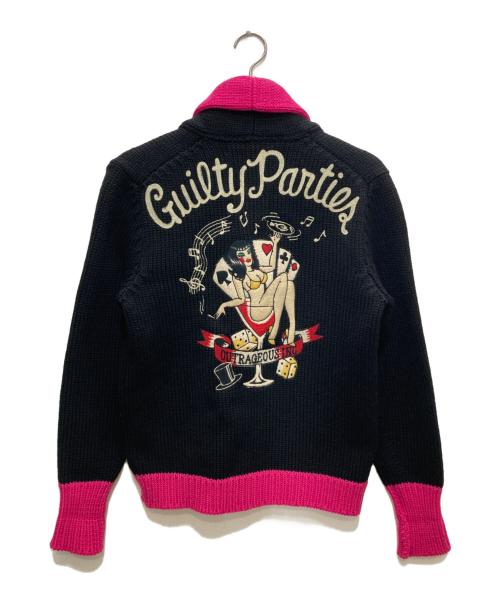 WACKO MARIA（ワコマリア）WACKO MARIA (ワコマリア) ショールカラーカーディガン ブラック×ピンク サイズ:Ⅿの古着・服飾アイテム