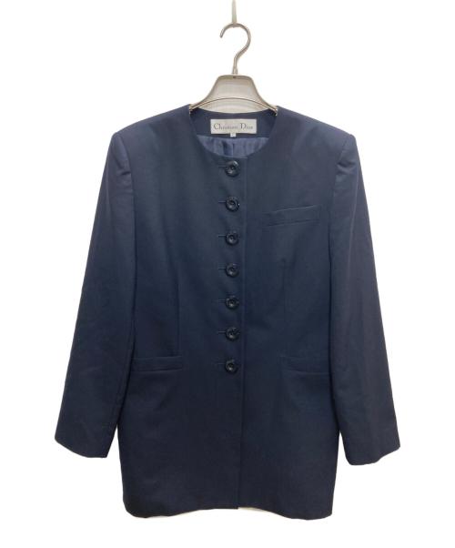 Christian Dior（クリスチャン ディオール）Christian Dior (クリスチャン ディオール) 7つ釦 ロングノーカラージャケット ネイビー サイズ:Lの古着・服飾アイテム