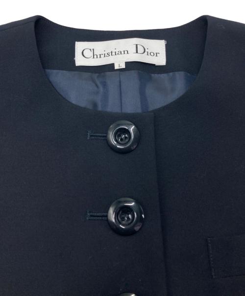 Christian Dior（クリスチャン ディオール）Christian Dior (クリスチャン ディオール) 7つ釦 ロングノーカラージャケット ネイビー サイズ:Lの古着・服飾アイテム