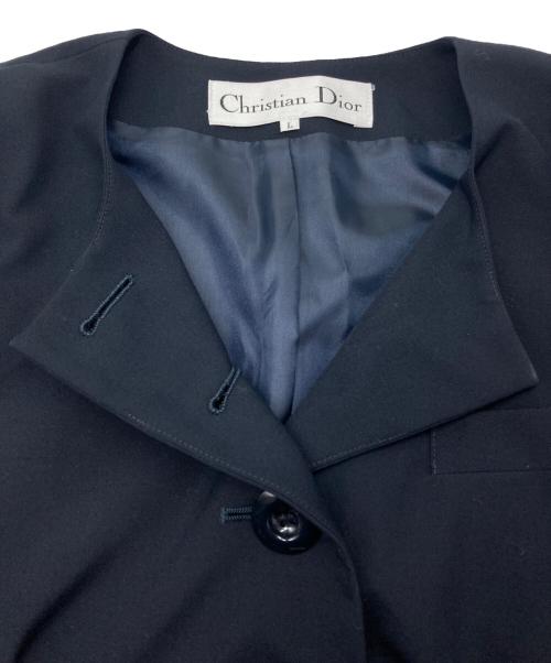 Christian Dior（クリスチャン ディオール）Christian Dior (クリスチャン ディオール) 7つ釦 ロングノーカラージャケット ネイビー サイズ:Lの古着・服飾アイテム