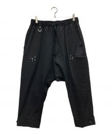 s'yte（サイト）の古着「WASHER FINISHED WOOL GABARDINE STUDS SLIM SAROUEL PANTS」｜ブラック