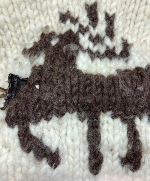 古着（フルギ）古着 (フルギ) カウチンニットカーディガン ホワイト×ブラウン サイズ:ーの古着・服飾アイテム