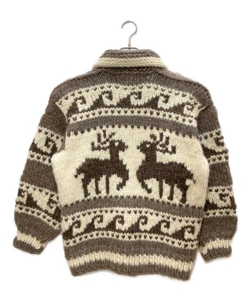 古着（フルギ）古着 (フルギ) カウチンニットカーディガン ホワイト×ブラウン サイズ:ーの古着・服飾アイテム