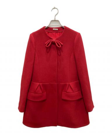 中古・古着通販】MIU MIU (ミュウミュウ) リボンミドルコート レッド