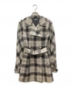 MIU MIUミュウミュウ）の古着「チェックトレンチコート」｜ベージュ×グレー