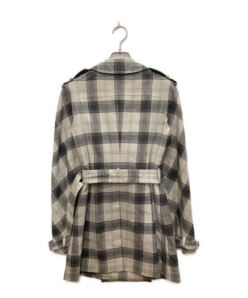 MIU MIU（ミュウミュウ）MIU MIU (ミュウミュウ) チェックトレンチコート ベージュ×グレー サイズ:38の古着・服飾アイテム