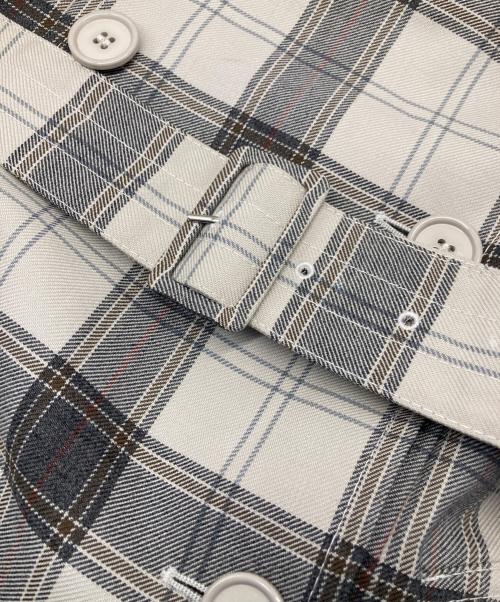 MIU MIU（ミュウミュウ）MIU MIU (ミュウミュウ) チェックトレンチコート ベージュ×グレー サイズ:38の古着・服飾アイテム