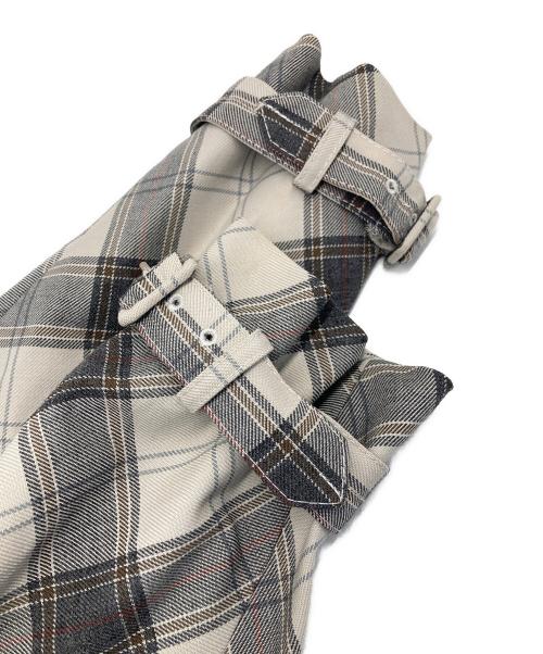 MIU MIU（ミュウミュウ）MIU MIU (ミュウミュウ) チェックトレンチコート ベージュ×グレー サイズ:38の古着・服飾アイテム