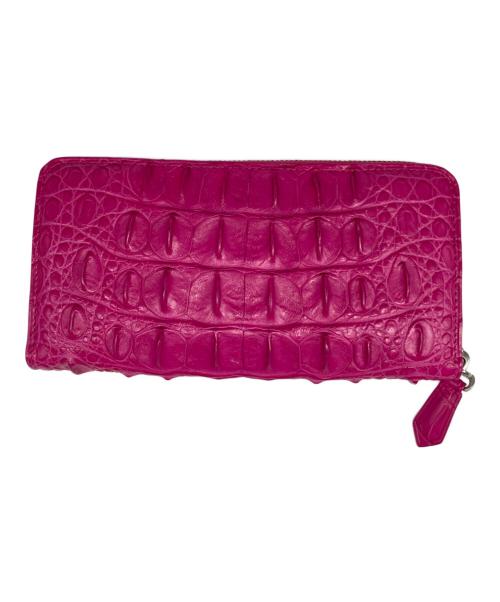 -（--）- (-) クロコダイルレザーウォレット ピンクの古着・服飾アイテム