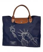 LONGCHAMPロンシャン）の古着「ルプリアージュ トートバッグ」｜ネイビー