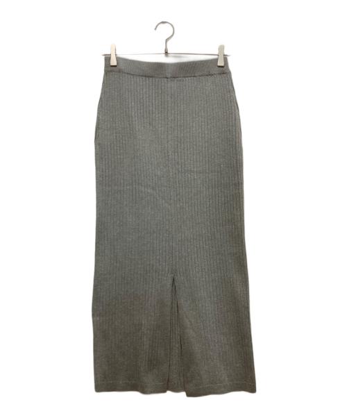 THREE DOTS（スリードッツ）THREE DOTS (スリードッツ) Lurex sweater rib skirt/ルレックスセーターリブスカート グレー サイズ:Ｓの古着・服飾アイテム