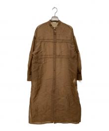 CLANE（クラネ）の古着「SWITCH DESIGN LONG SHEER SHIRT/スイッチ デザイン ロング シアー シャツ」｜ブラウン