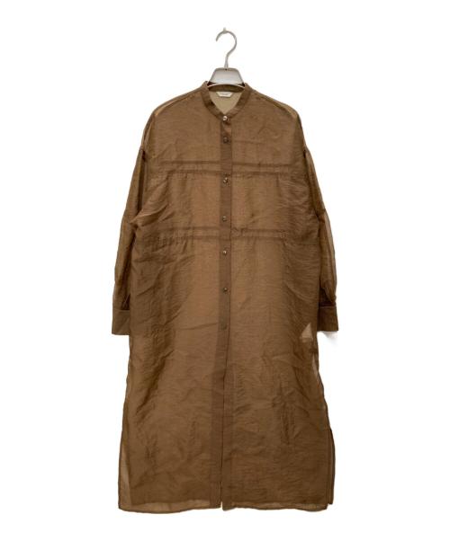 CLANE（クラネ）CLANE (クラネ) SWITCH DESIGN LONG SHEER SHIRT/スイッチ デザイン ロング シアー シャツ ブラウン サイズ:1の古着・服飾アイテム