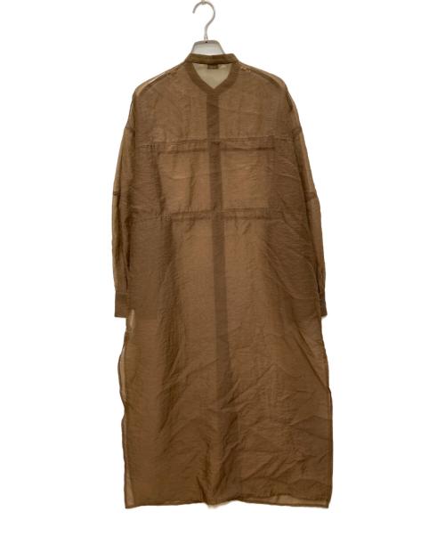 CLANE（クラネ）CLANE (クラネ) SWITCH DESIGN LONG SHEER SHIRT/スイッチ デザイン ロング シアー シャツ ブラウン サイズ:1の古着・服飾アイテム