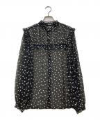 IENAイエナ）の古着「楊柳フリルピンタックブラウス」｜ブラック