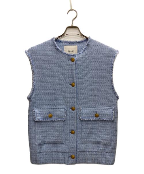 journal standard L'essage（ジャーナルスタンダード レサージュ）journal standard L'essage (ジャーナルスタンダード レサージュ) GIOLICAツイードギャザー ベスト ブルー サイズ:freeの古着・服飾アイテム