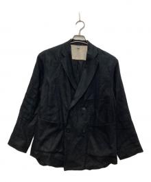 221VILLAGE（ニーニーイチヴィレッジ）の古着「LINEN DOUBLE JACKET/リネンダブルジャケット」｜ブラック