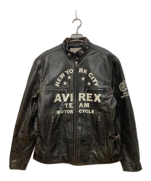 AVIREX（アヴィレックス）AVIREX (アヴィレックス) シングルライダースジャケット ブラック サイズ:2XLの古着・服飾アイテム