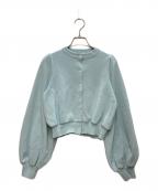 YORIヨリ）の古着「パフスリーブショートカーデ」｜スカイブルー