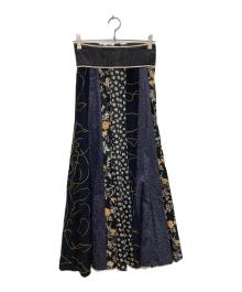 FUMIE=TANAKA（フミエタナカ）の古着「patch long sk/パッチ ロング スカート」｜ネイビー