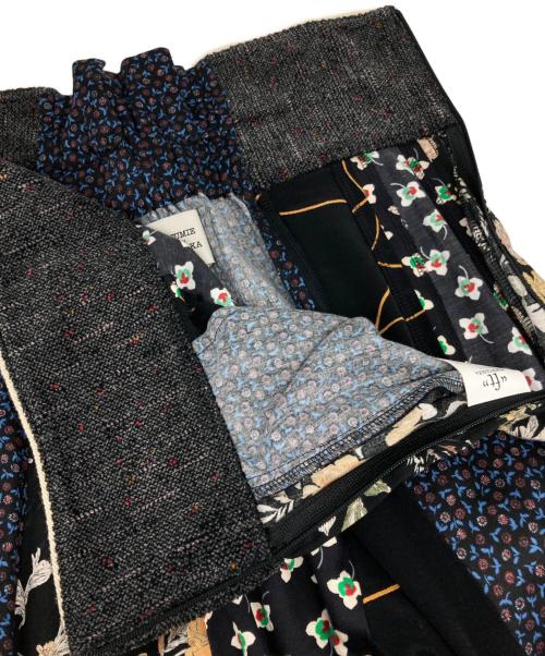 FUMIE=TANAKA（フミエタナカ）FUMIE=TANAKA (フミエタナカ) patch long sk/パッチ ロング スカート ネイビー サイズ:2の古着・服飾アイテム