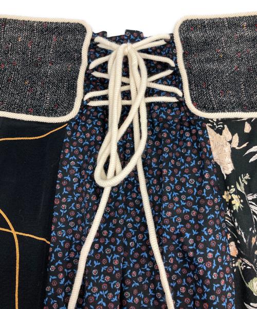 FUMIE=TANAKA（フミエタナカ）FUMIE=TANAKA (フミエタナカ) patch long sk/パッチ ロング スカート ネイビー サイズ:2の古着・服飾アイテム