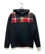 BLACK LABEL CRESTBRIDGEブラックレーベル クレストブリッジ）の古着「パーシャルチェックフーディー」｜ブラック