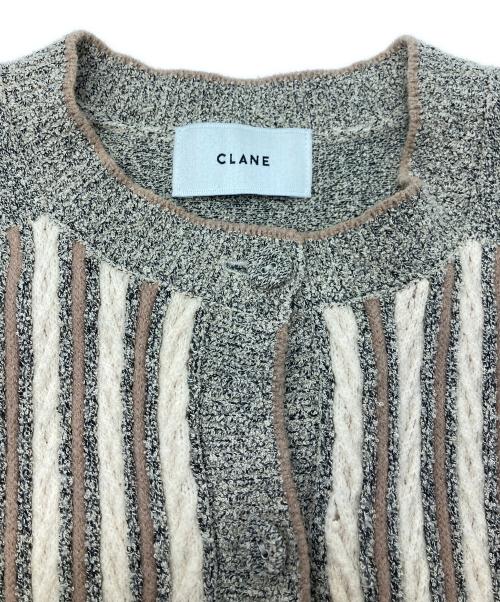 CLANE（クラネ）CLANE (クラネ) VINTAGE MOM KNIT CD ベージュ×グレー サイズ:1の古着・服飾アイテム