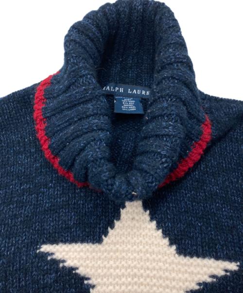 RALPH LAUREN（ラルフローレン）RALPH LAUREN (ラルフローレン) ワンスタータートルネックニット ネイビー サイズ:Lの古着・服飾アイテム