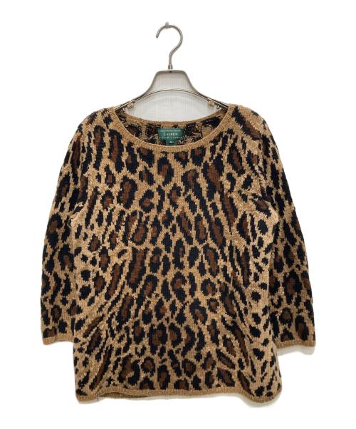 LAUREN RALPH LAUREN（ローレンラルフローレン）LAUREN RALPH LAUREN (ローレンラルフローレン) レオパードニット イエロー サイズ:Ⅿの古着・服飾アイテム