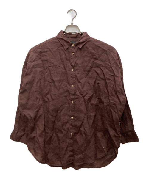 Spick and Span（スピック＆スパン）Spick and Span (スピック＆スパン) 80リネンカシュクールビッグシャツ ブラウン サイズ:freeの古着・服飾アイテム