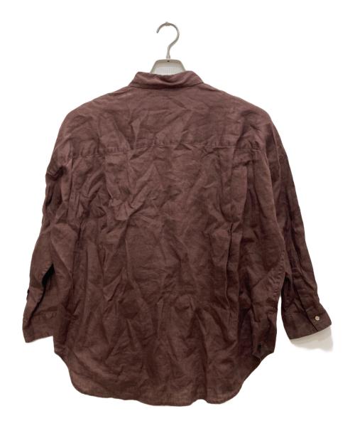 Spick and Span（スピック＆スパン）Spick and Span (スピック＆スパン) 80リネンカシュクールビッグシャツ ブラウン サイズ:freeの古着・服飾アイテム