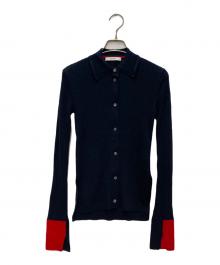 CINOH（チノ）の古着「TIGHT KNIT CARDIGAN/タイトニットカーディガン」｜ネイビー