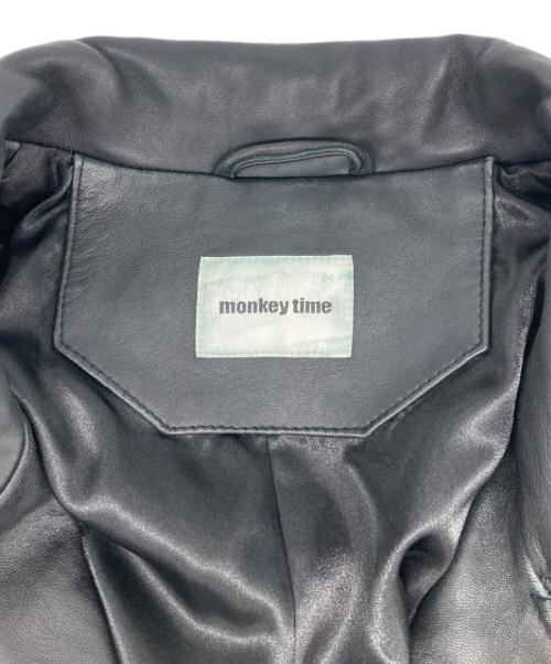 MONKEY TIME（モンキータイム）MONKEY TIME (モンキータイム) SHEEP OVER SIZED W/RIDERS ジャケット/シープ オーバーサイズド ダブルライダース ジャケット ブラック サイズ:Ｌの古着・服飾アイテム