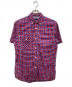 COMME des GARCONS HOMMEコムデギャルソン オム）の古着「半袖チェックシャツ」｜レッド