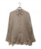 Nobleノーブル）の古着「【洗える】シルキーコットンニュアンスカラーシャツ」｜ベージュ
