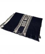 Christian Diorクリスチャン ディオール）の古着「ロゴ オブリーク ビッグ マフラー」｜ネイビー×ホワイト