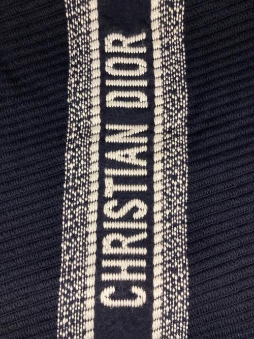 Christian Dior（クリスチャン ディオール）Christian Dior (クリスチャン ディオール) ロゴ オブリーク ビッグ マフラー ネイビー×ホワイトの古着・服飾アイテム