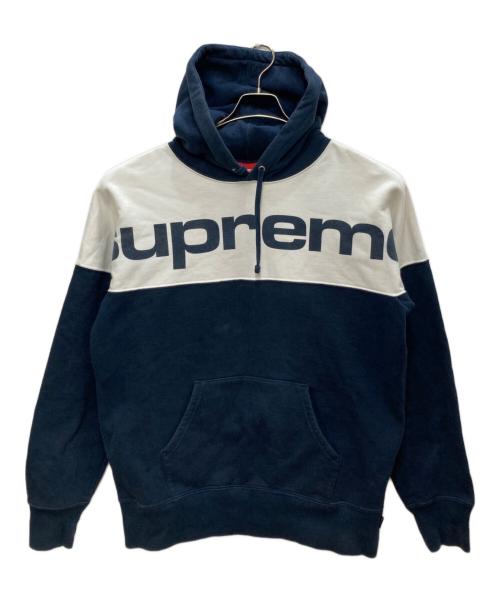 SUPREME（シュプリーム）Supreme (シュプリーム) Blocked Hooded Sweatshirt/ブロッキド フーデッド スウェットシャツ ホワイト×ネイビー サイズ:Ｍの古着・服飾アイテム