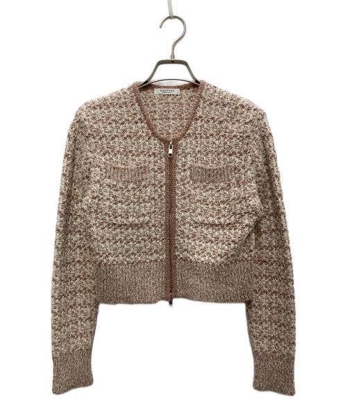 MACPHEE（マカフィー）MACPHEE (マカフィー) ツイードジャガードジップアップカーディガン ピンク サイズ:Sの古着・服飾アイテム
