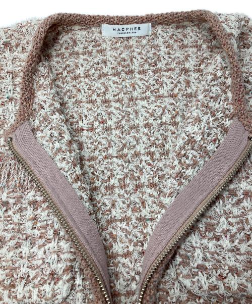 MACPHEE（マカフィー）MACPHEE (マカフィー) ツイードジャガードジップアップカーディガン ピンク サイズ:Sの古着・服飾アイテム