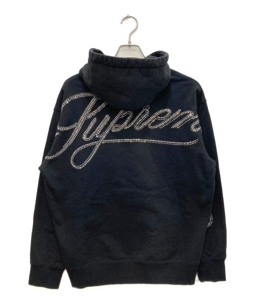 SUPREME（シュプリーム）Supreme (シュプリーム) Rhinestone Script Hooded Sweatshirt ブラック サイズ:Sの古着・服飾アイテム
