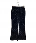 pernaペルナ）の古着「ベロアビジューパンツ」｜ブラック