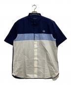 FRED PERRYフレッドペリー）の古着「COLOR BLOCK SHIRT」｜ネイビー