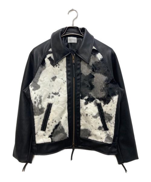 CAMPHOR WOOD（カンファーウッド）CAMPHOR WOOD (カンファーウッド) FAUX HAIRCALF LEATHER JACKET ホワイト×ブラック サイズ:Lの古着・服飾アイテム