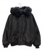 COMOLIコモリ）の古着「コットンシルク ミリタリーフーデッドジャケット」｜ブラック